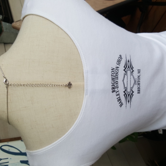 HARLEY DAVIDSON ♡ Beautiful White|Silver|Purple Embellished Bling H-D Tank Top M - Picture 8 of 14